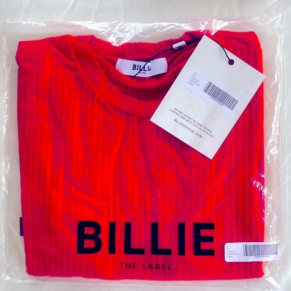 Billie The Label Tops - NWT ❤️Billie The Label Beautiful Julia Rib Top Cherry Red L PERFECT4UR VALENTINE